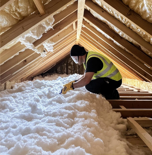 Attic insulation project in Downtown Los Angeles